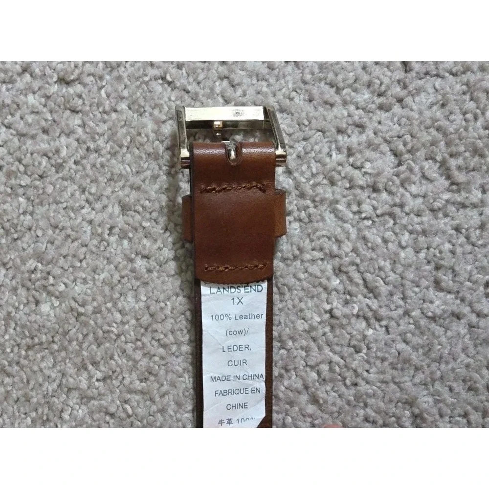 Lands' End Men's Leather Belt Brown Size 38-41, 1X  Preppy Classic